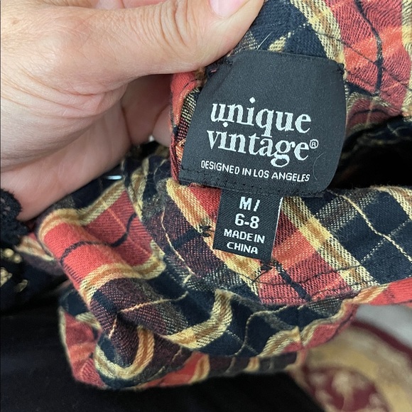 Unique Vintage Plaid Balloon Grunge Goth Pants Red Gold Black | Size M (6–8) - Picture 4 of 8